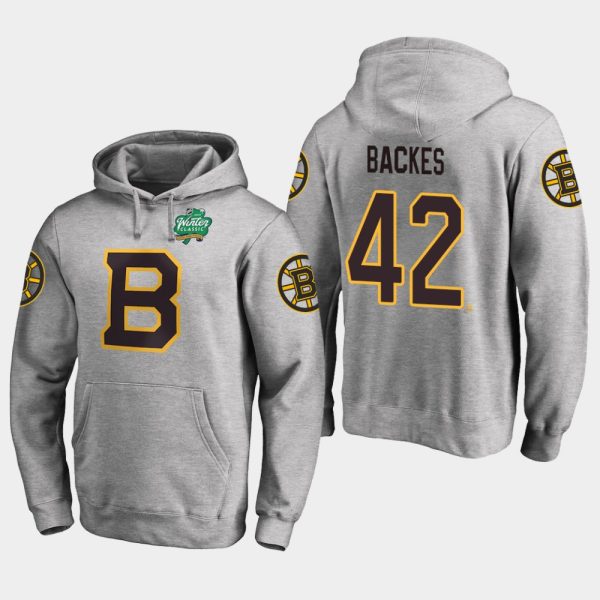 Stunning Bruins #42 David Backes Gray 2018 Winter Classic Fanatics Primary Logo Hoodie to exhibit your team allegiance
