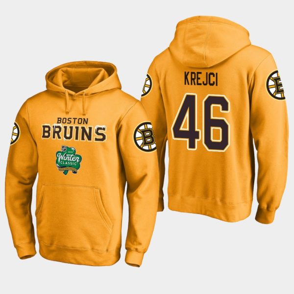 Elegant Bruins #46 David Krejci Gold 2018 Winter Classic Fanatics Alternate Logo Hoodie for a memorable match day
