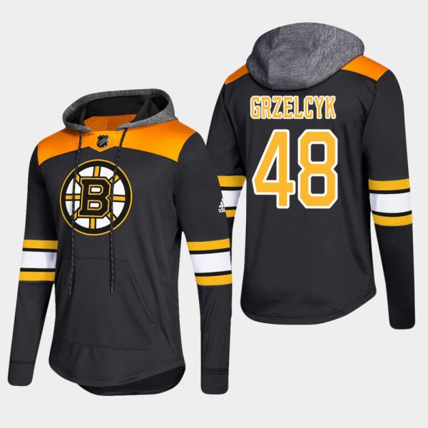 Charming Bruins #48 Matt Grzelcyk Black 2018 Pullover Platinum Hoodie for a memorable match day