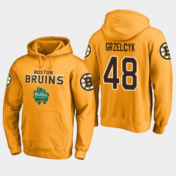 Alluring Bruins #48 Matt Grzelcyk Gold 2018 Winter Classic Fanatics Alternate Logo Hoodie for dedicated Sabres supporters