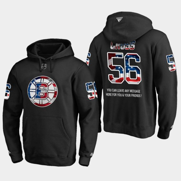 Stunning Bruins #56 Tommy Cross NHL Banner Wave Usa Flag Black Hoodie for premium game day attire