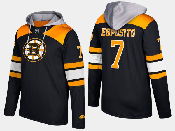 Superb Bruins #7 Phil Esposito Black Name And Number Hoodie to back your beloved Sabres athletes