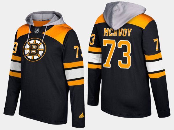 Magnificent Bruins #73 Charlie McAvoy Black Name And Number Hoodie to back your beloved Sabres athletes