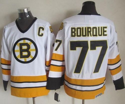 Captivating Bruins #77 Ray Bourque White/Yellow CCM Throwback Stitched NHL Jersey for genuine hockey aficionados