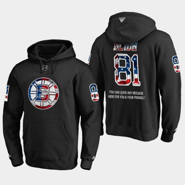 Alluring Bruins #81 Anton Blidh NHL Banner Wave Usa Flag Black Hoodie for genuine hockey aficionados