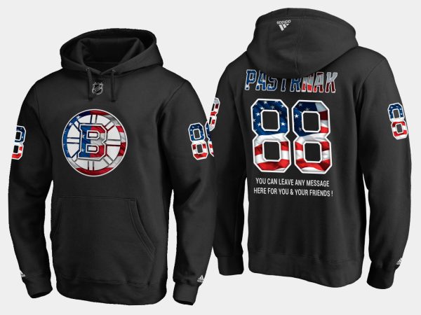 Stunning Bruins #88 David Pastrnak NHL Banner Wave Usa Flag Black Hoodie for genuine hockey aficionados