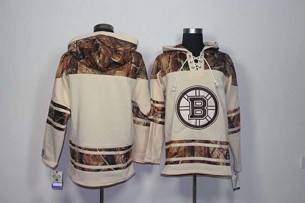 Glamorous Bruins Blank Cream Camo NHL Hoodie for genuine hockey aficionados