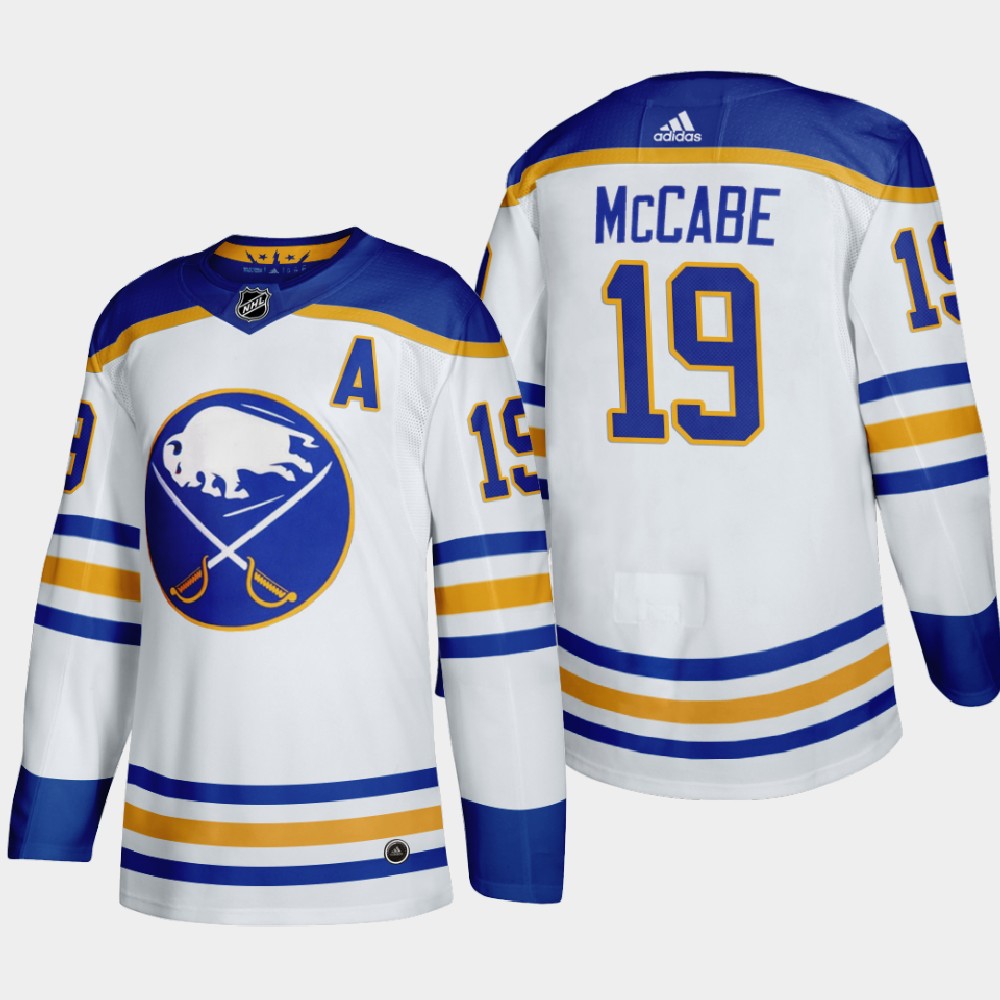 Superb Buffalo Sabres #19 Jake Mccabe Men's Adidas 2020 21 Away Authentic Player Stitched NHL Jersey White to back your beloved Sabres athletes
