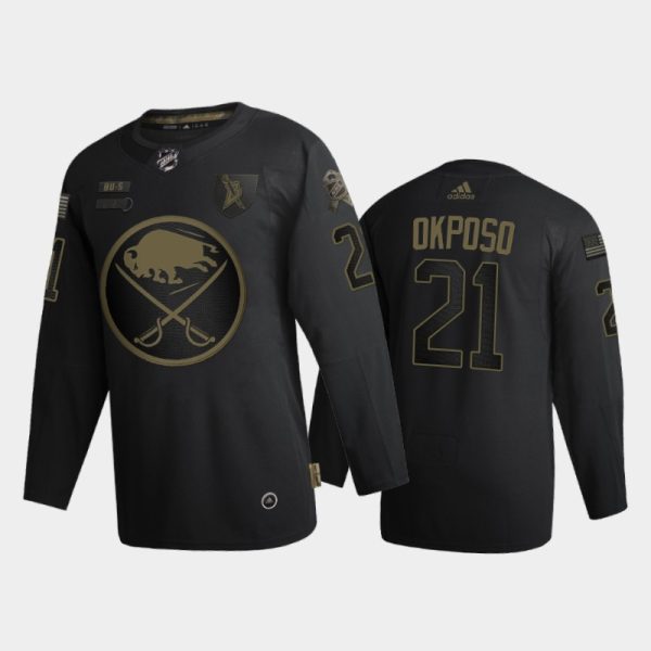 Elegant Buffalo Sabres #21 Kyle Okposo Men's Adidas 2020 Veterans Day Authentic NHL Jersey Black for a memorable match day