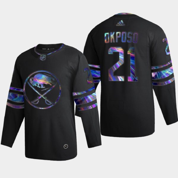 Exquisite Buffalo Sabres #21 Kyle Okposo Men's Nike Iridescent Holographic Collection NHL Jersey Black for premium game day attire