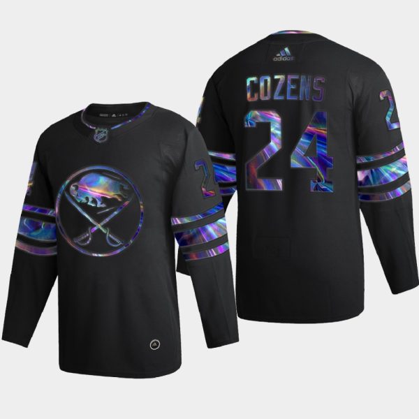 Alluring Buffalo Sabres #24 Dylan Cozens Men's Nike Iridescent Holographic Collection NHL Jersey Black for a memorable match day