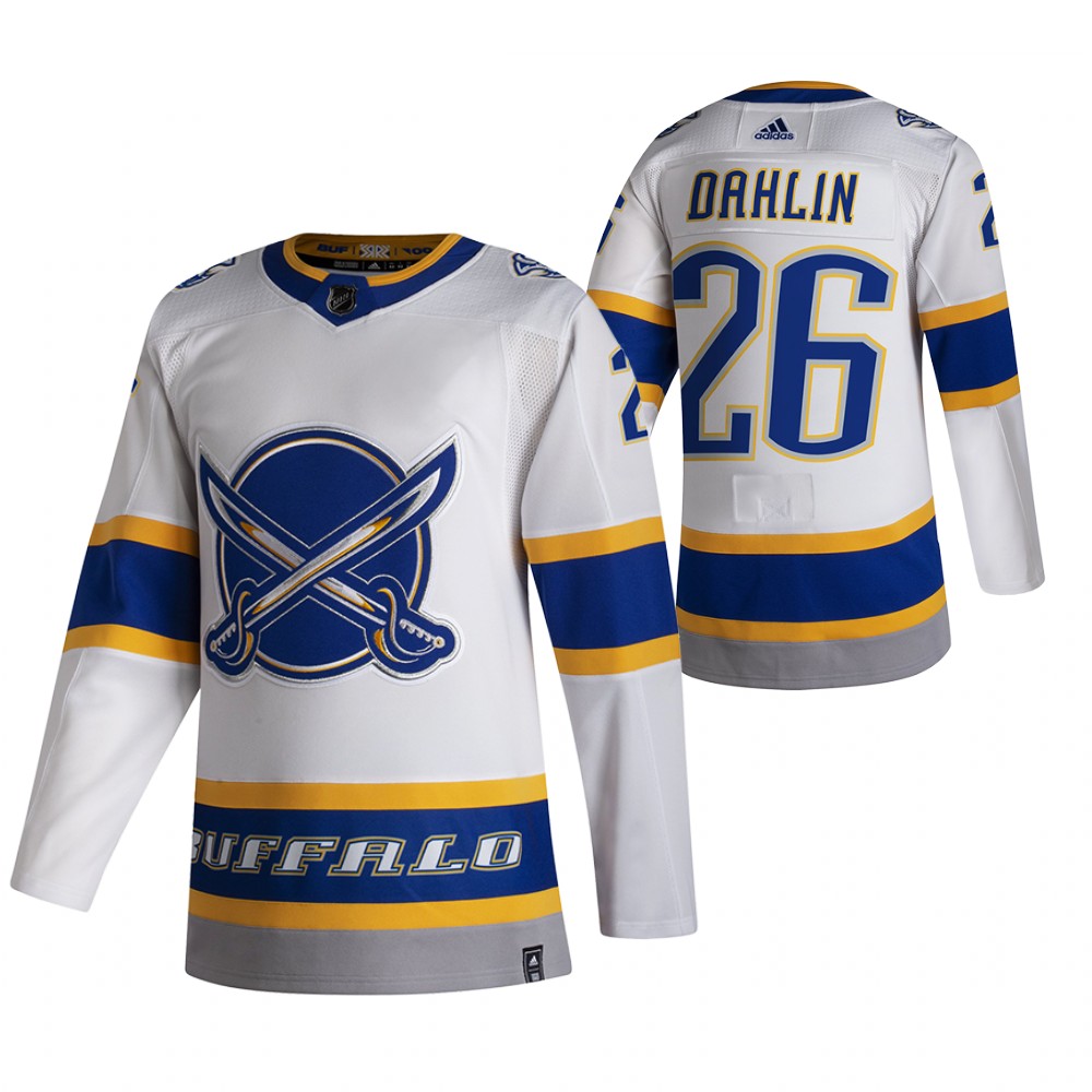 Charming Buffalo Sabres #26 Rasmus Dahlin White Men's Adidas 2020 21 Reverse Retro Alternate NHL Jersey for genuine hockey aficionados