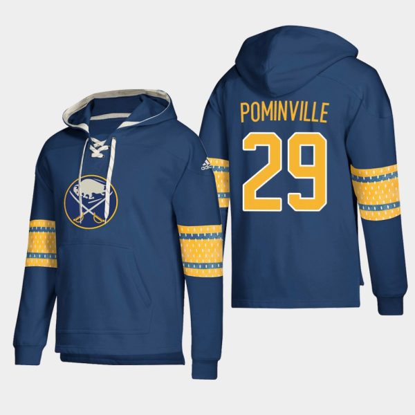 Elegant Buffalo Sabres #29 Jason Pominville Navy adidas Lace Up Pullover Hoodie to augment your hockey keepsake collection