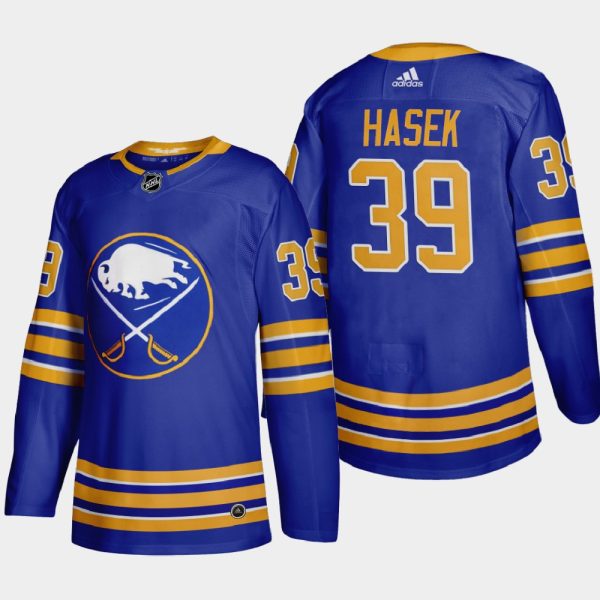 Superb Buffalo Sabres #39 Dominik Hasek Men's Adidas 2020 21 Home Authentic Player Stitched NHL Jersey Royal Blue to augment your hockey keepsake collection