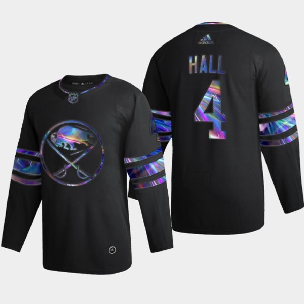 Alluring Buffalo Sabres #4 Taylor Hall Men's Nike Iridescent Holographic Collection NHL Jersey Black to augment your hockey keepsake collection