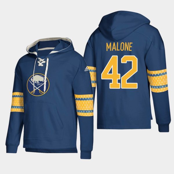 Alluring Buffalo Sabres #42 Sean Malone Navy adidas Lace Up Pullover Hoodie for a thrilling hockey event