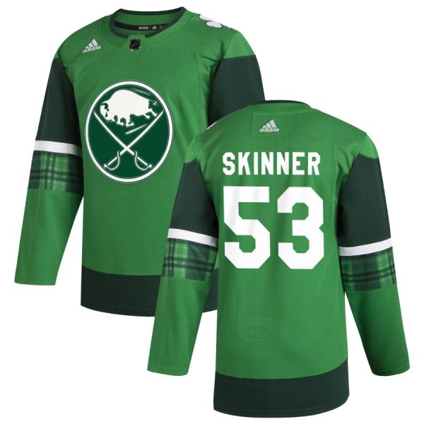 Deluxe Buffalo Sabres #53 Jeff Skinner Men's Adidas 2020 St. Patrick's Day Stitched NHL Jersey Green.jpg for a thrilling hockey event