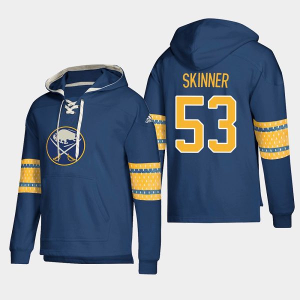 Elegant Buffalo Sabres #53 Jeff Skinner Navy adidas Lace Up Pullover Hoodie for premium game day attire