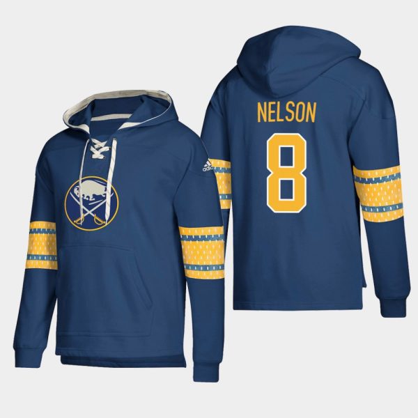 Captivating Buffalo Sabres #8 Casey Nelson Navy adidas Lace Up Pullover Hoodie for a memorable match day