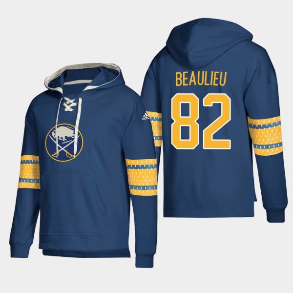 Superb Buffalo Sabres #82 Nathan Beaulieu Navy adidas Lace Up Pullover Hoodie for genuine hockey aficionados