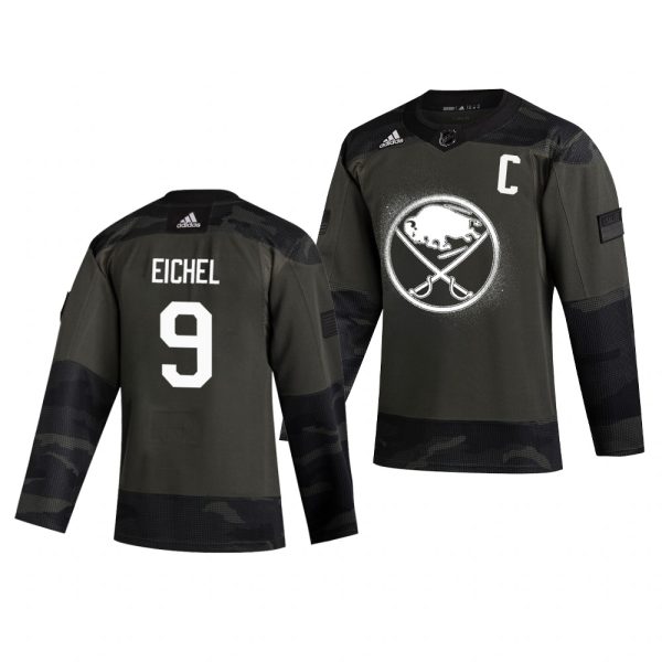 Charming Buffalo Sabres #9 Jack Eichel Adidas 2019 Veterans Day Men's Authentic Practice NHL Jersey Camo as a prized hockey collectible