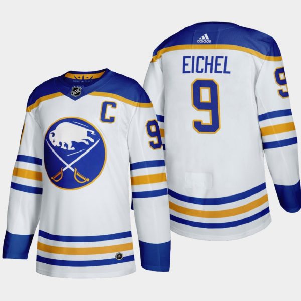 Glamorous Buffalo Sabres #9 Jack Eichel Men's Adidas 2020 21 Away Authentic Player Stitched NHL Jersey White to shine at the arena