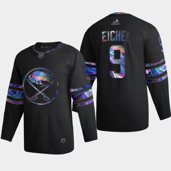 Alluring Buffalo Sabres #9 Jack Eichel Men's Nike Iridescent Holographic Collection NHL Jersey Black for a memorable match day