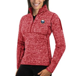 Deluxe Buffalo Sabres Antigua Women's Fortune 1/2 Zip Pullover Sweater Red as a prized hockey collectible
