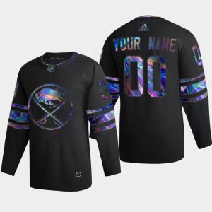 Charming Buffalo Sabres Custom Men's Nike Iridescent Holographic Collection MLB Jersey   Black as a prized hockey collectible