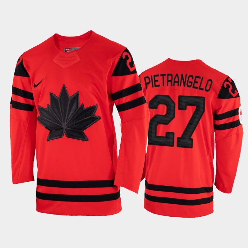 Glamorous Canada Hockey #27 Alex Pietrangelo Men's Nike Beijing 2022 Winter Olympics Away Jersey Red for premium game day attire