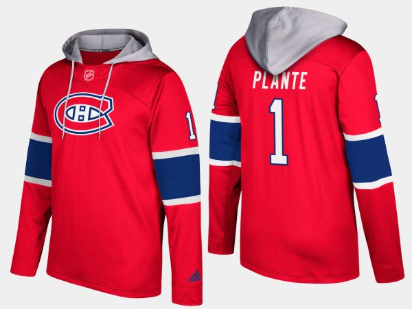 Exquisite Canadiens #1 Jacques Plante Red Name And Number Hoodie for a thrilling hockey event