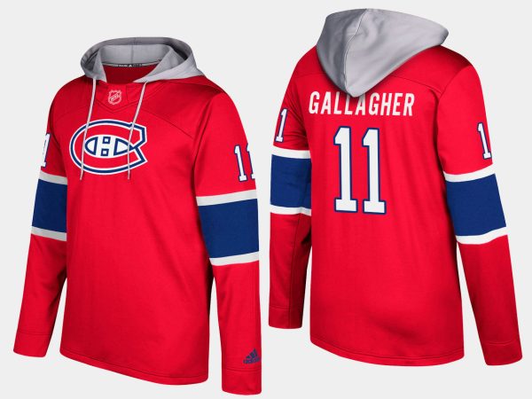 Exquisite Canadiens #11 Brendan Gallagher Red Name And Number Hoodie for premium game day attire