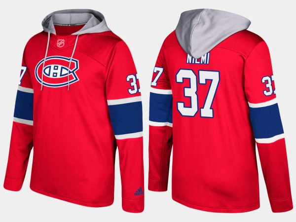 Exquisite Canadiens #37 Antti Niemi Red Name And Number Hoodie to augment your hockey keepsake collection