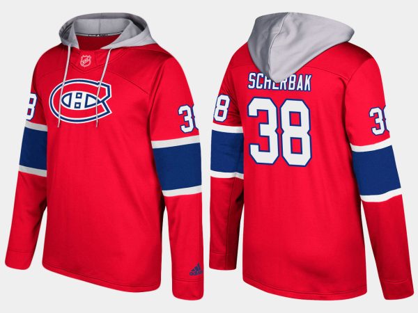 Captivating Canadiens #38 Nikita Scherbak Red Name And Number Hoodie as a prized hockey collectible