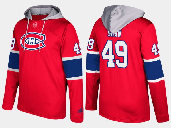 Deluxe Canadiens #49 Logan Shaw Red Name And Number Hoodie for a thrilling hockey event