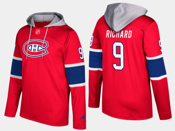 Glamorous Canadiens #9 Maurice Richard Red Name And Number Hoodie as a prized hockey collectible
