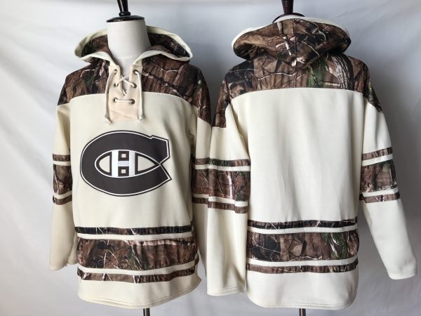 Deluxe Canadiens Blank Cream Camo NHL Hoodie to shine at the arena