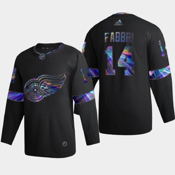 Magnificent Detroit Red Wings #14 Robby Fabbri Men's Nike Iridescent Holographic Collection NHL Jersey Black for premium game day attire