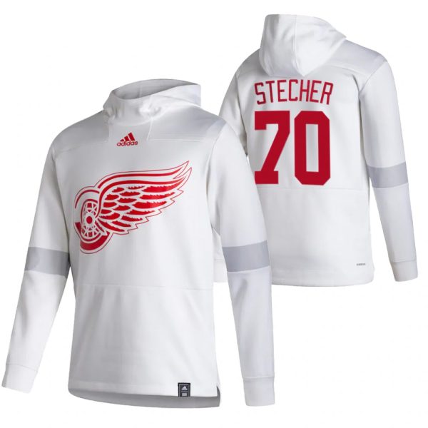 Stunning Detroit Red Wings #70 Troy Stecher Adidas Reverse Retro Pullover Hoodie White for a thrilling hockey event