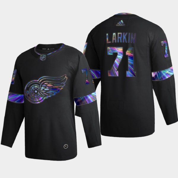 Elegant Detroit Red Wings #71 Dylan Larkin Men's Nike Iridescent Holographic Collection NHL Jersey Black for a memorable match day