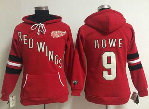 Exquisite Detroit Red Wings #9 Gordie Howe Red Women's Old Time Heidi NHL Hoodie for genuine hockey aficionados