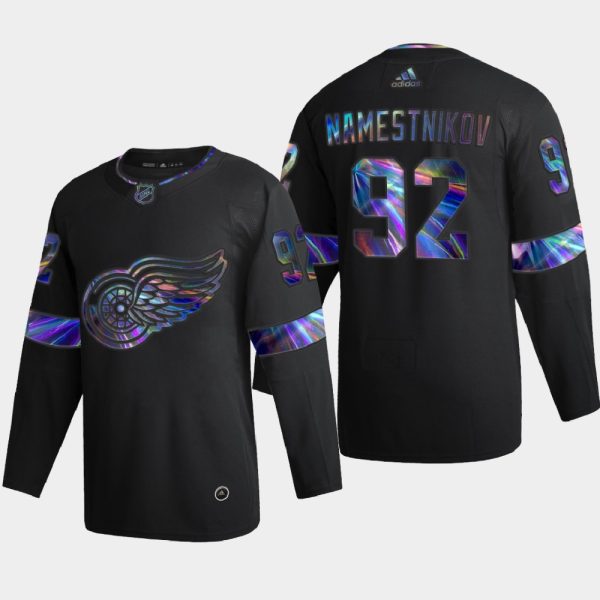 Captivating Detroit Red Wings #92 Vladislav Namestnikov Men's Nike Iridescent Holographic Collection NHL Jersey Black for a memorable match day
