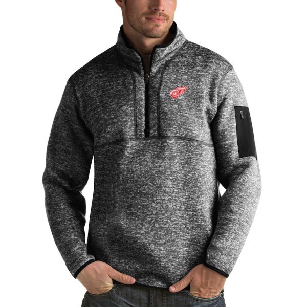 Captivating Detroit Red Wings Antigua Fortune Quarter Zip Pullover Jacket Charcoal as a prized hockey collectible