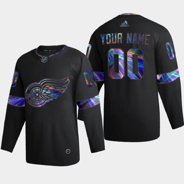 Exquisite Detroit Red Wings Custom Men's Nike Iridescent Holographic Collection MLB Jersey Black to exhibit your team allegiance