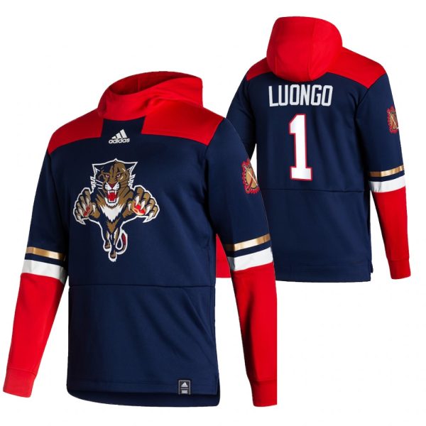 Glamorous Florida Panthers #1 Roberto Luongo Adidas Reverse Retro Pullover Hoodie Navy for premium game day attire