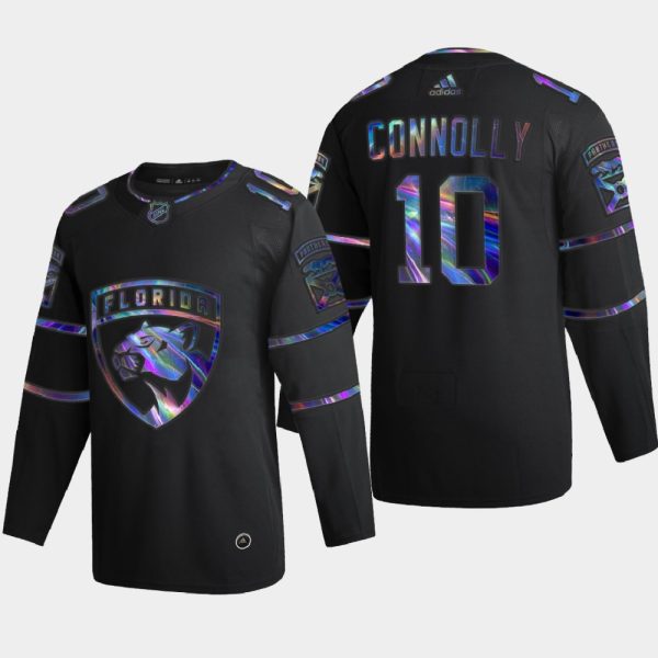Deluxe Florida Panthers #10 Brett Connolly Men's Nike Iridescent Holographic Collection NHL Jersey Black to augment your hockey keepsake collection