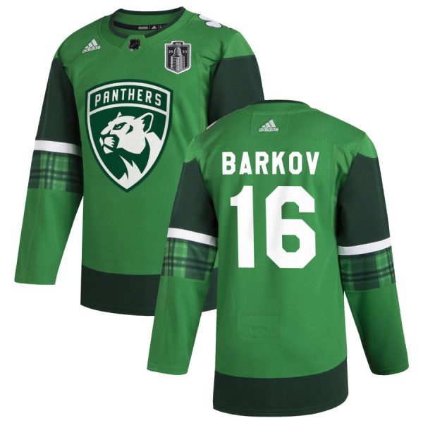 Alluring Florida Panthers #16 Aleksander Barkov Men's 2023 Stanley Cup Final Patch Adidas St. Patrick's Day Stitched NHL Jersey Green for a thrilling hockey event