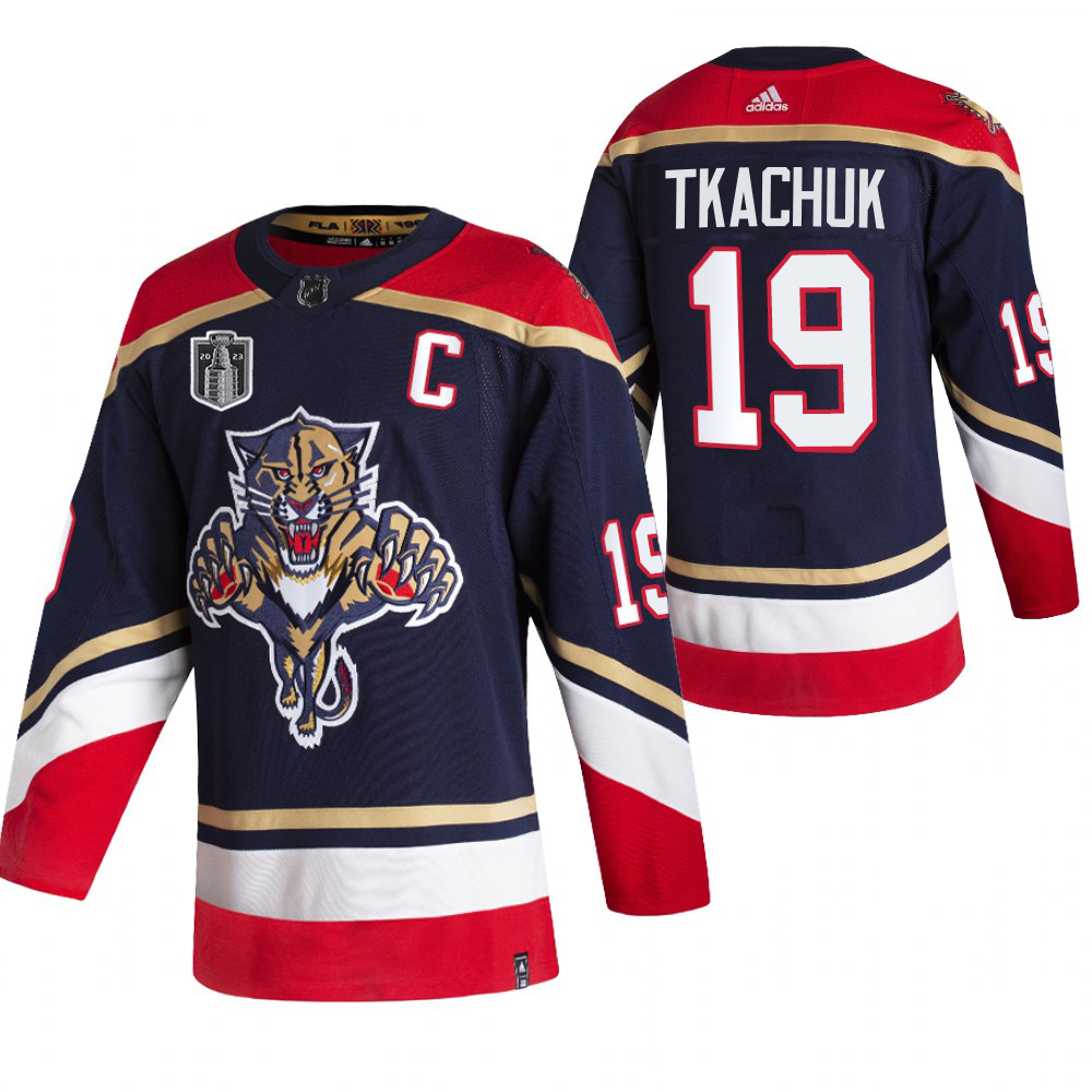Exquisite Florida Panthers #19 Matthew Tkachuk Black 2023 Stanley Cup Final Patch Men's Adidas Reverse Retro Alternate NHL Jersey as a prized hockey collectible