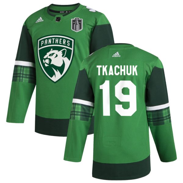 Alluring Florida Panthers #19 Matthew Tkachuk Men's 2023 Stanley Cup Final Patch Adidas St. Patrick's Day Stitched NHL Jersey Green to back your beloved Sabres athletes