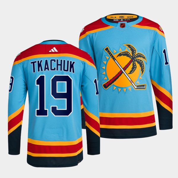 Deluxe Florida Panthers #19 Matthew Tkachuk Men's adidas Reverse Retro 2.0 Authentic Player Jersey Blue as a prized hockey collectible